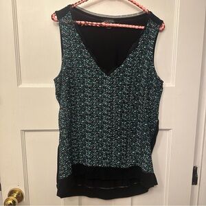 ⭐️ Michel Studio V-Neck Sleeveless Blouse - Black and Teal